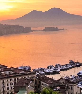Naples Italy at sunset