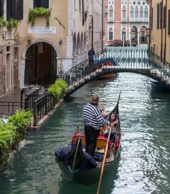 Tourist on a gondola ride